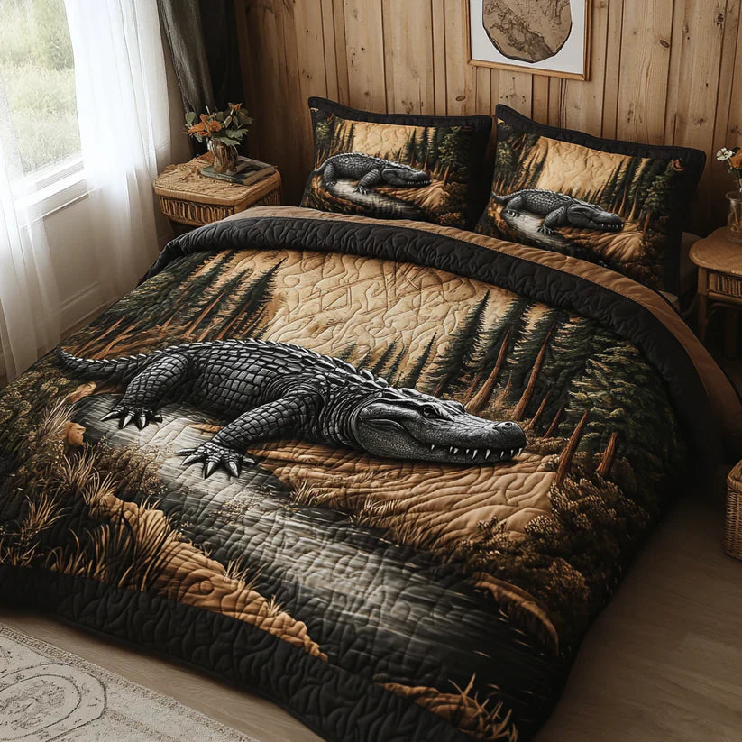 Ensemble de lit matelassé de 3 pièces - Animaux de la forêt