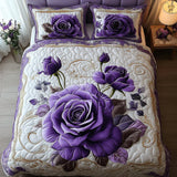 Ensemble de lit matelassé de 3 pièces - Rose Violette