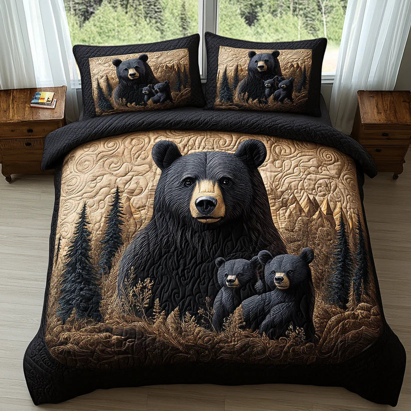 Ensemble de lit matelassé de 3 pièces - Animaux de la forêt
