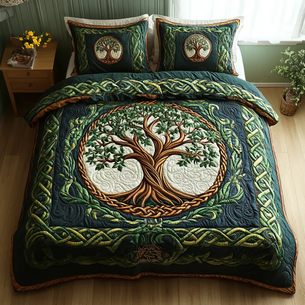 Jeu de lit matelassé de 3 pièces - Arbre de Vie