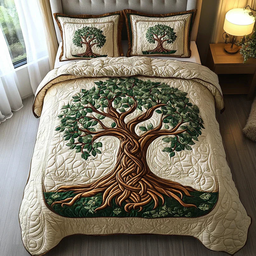 Jeu de lit matelassé de 3 pièces - Arbre de Vie