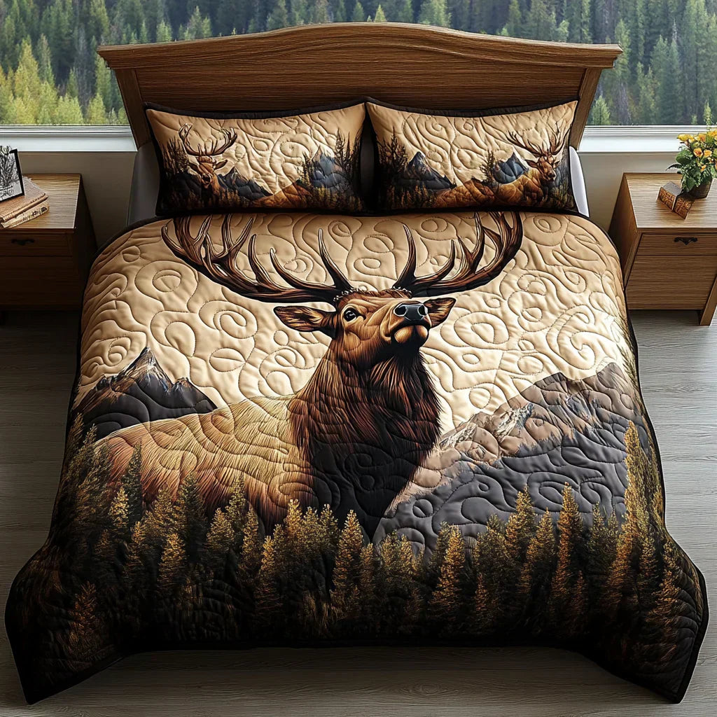 Ensemble de lit matelassé de 3 pièces - Animaux de la forêt