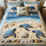 Ensemble de literie matelassé de 3 pièces - Tortues Marines