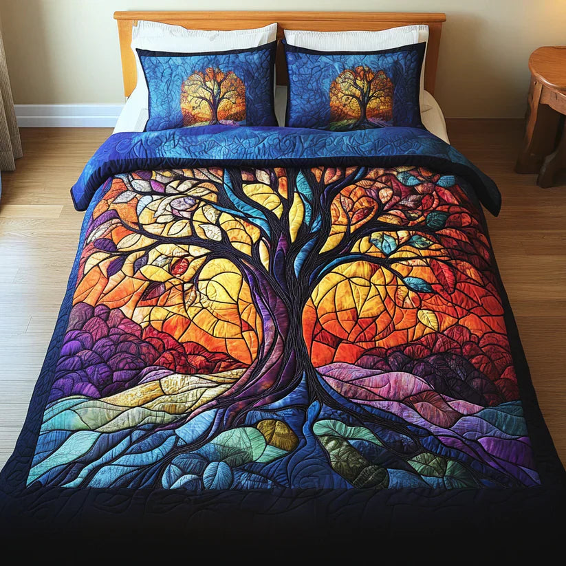 Jeu de lit matelassé de 3 pièces - Arbre de Vie