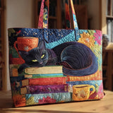 Sac Artisan “Chat Noir avec Livres et Tasses”