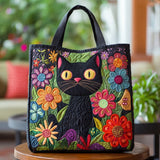 Sac à main artisanal matelassé “Chat Noir Enchanté”